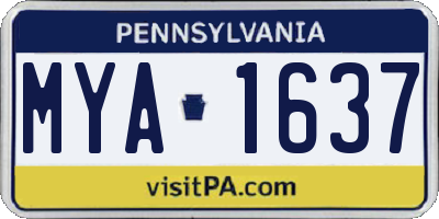 PA license plate MYA1637