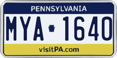 PA license plate MYA1640