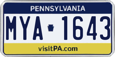 PA license plate MYA1643