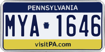 PA license plate MYA1646
