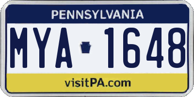 PA license plate MYA1648