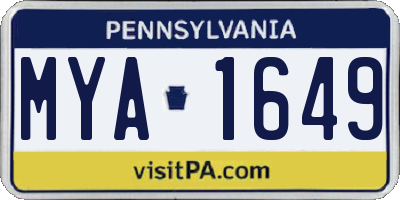 PA license plate MYA1649