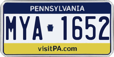 PA license plate MYA1652