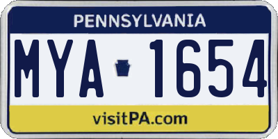 PA license plate MYA1654