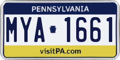 PA license plate MYA1661
