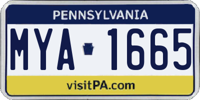 PA license plate MYA1665