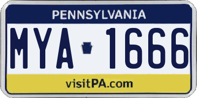 PA license plate MYA1666