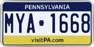 PA license plate MYA1668