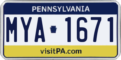 PA license plate MYA1671