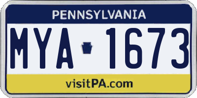 PA license plate MYA1673