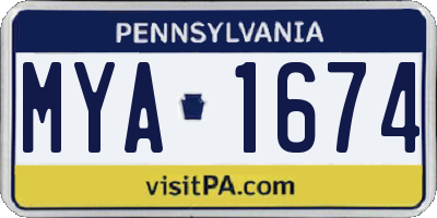 PA license plate MYA1674