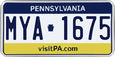 PA license plate MYA1675