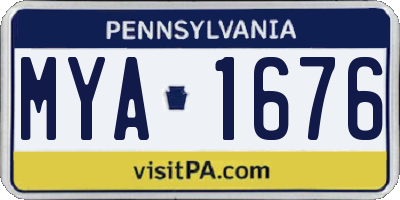 PA license plate MYA1676