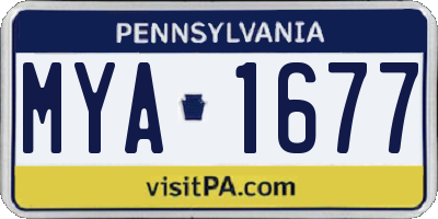 PA license plate MYA1677
