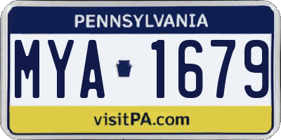 PA license plate MYA1679