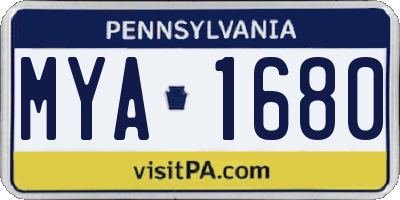 PA license plate MYA1680