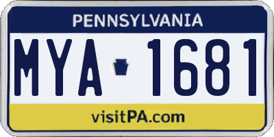 PA license plate MYA1681