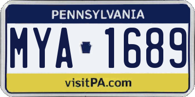 PA license plate MYA1689
