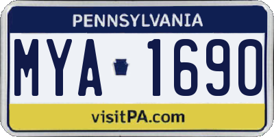 PA license plate MYA1690