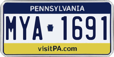PA license plate MYA1691