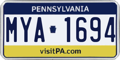 PA license plate MYA1694