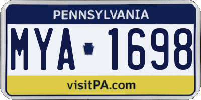 PA license plate MYA1698