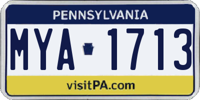 PA license plate MYA1713