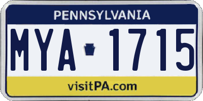 PA license plate MYA1715