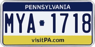 PA license plate MYA1718