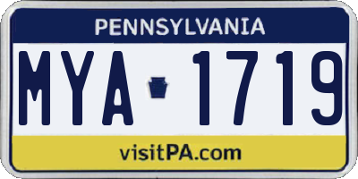 PA license plate MYA1719