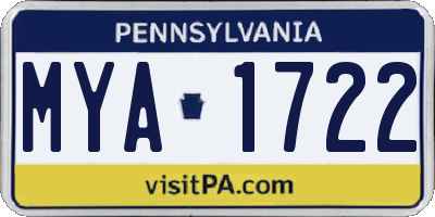 PA license plate MYA1722