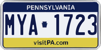PA license plate MYA1723