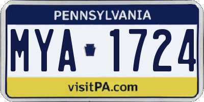 PA license plate MYA1724