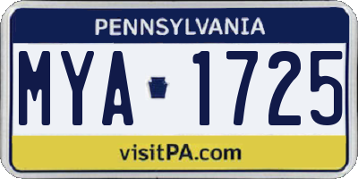 PA license plate MYA1725