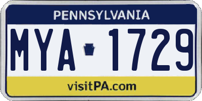 PA license plate MYA1729
