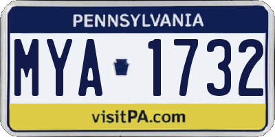 PA license plate MYA1732