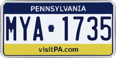 PA license plate MYA1735