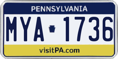 PA license plate MYA1736
