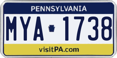 PA license plate MYA1738