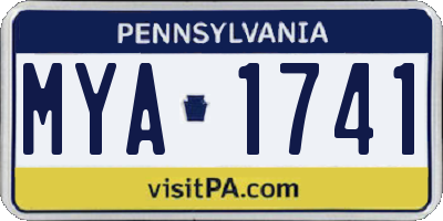 PA license plate MYA1741