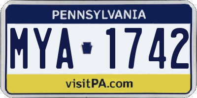 PA license plate MYA1742