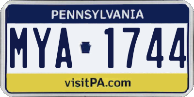PA license plate MYA1744