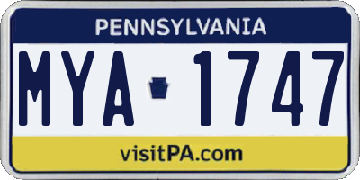 PA license plate MYA1747