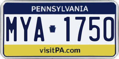 PA license plate MYA1750
