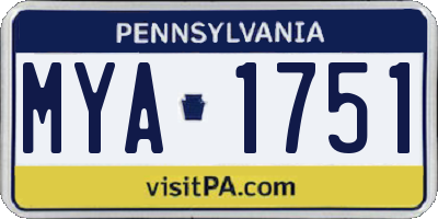 PA license plate MYA1751