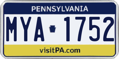 PA license plate MYA1752