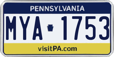 PA license plate MYA1753