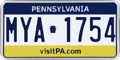 PA license plate MYA1754
