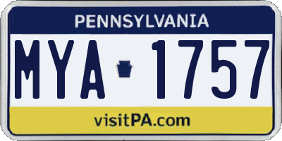 PA license plate MYA1757