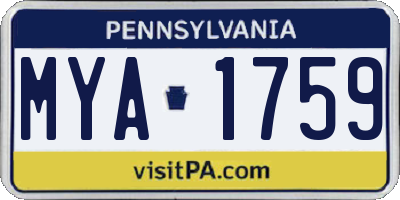 PA license plate MYA1759